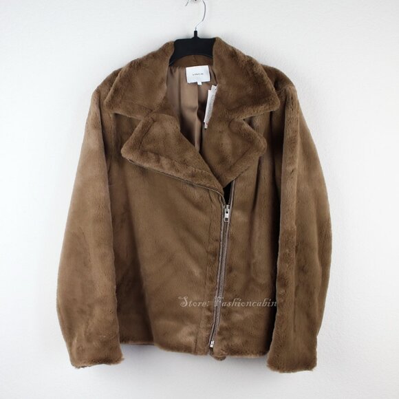 NWT Vince Faux Fur Moto Zip Jacket Coat - Picture 5 of 13